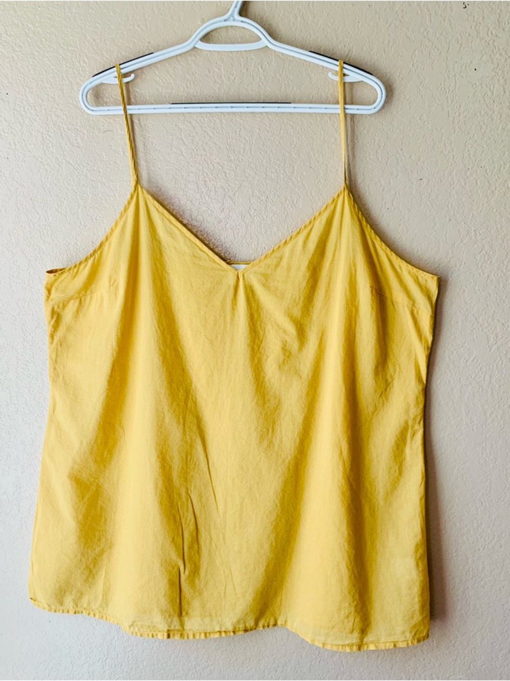 WRAP LONDON Butter Yellow Cotton Spaghetti Strap Boho Mini Slip Dress Size 16 - Picture 2 of 7